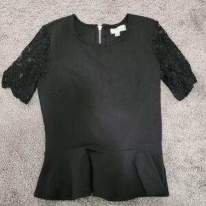 Olsenboye Black Lace Short Sleeve Blouse | Size S | Elegant & Feminine